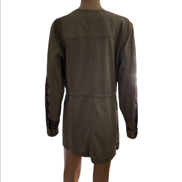 Knox Rose green long sleeve embroidered tie waist shacket size medium - Picture 8 of 15